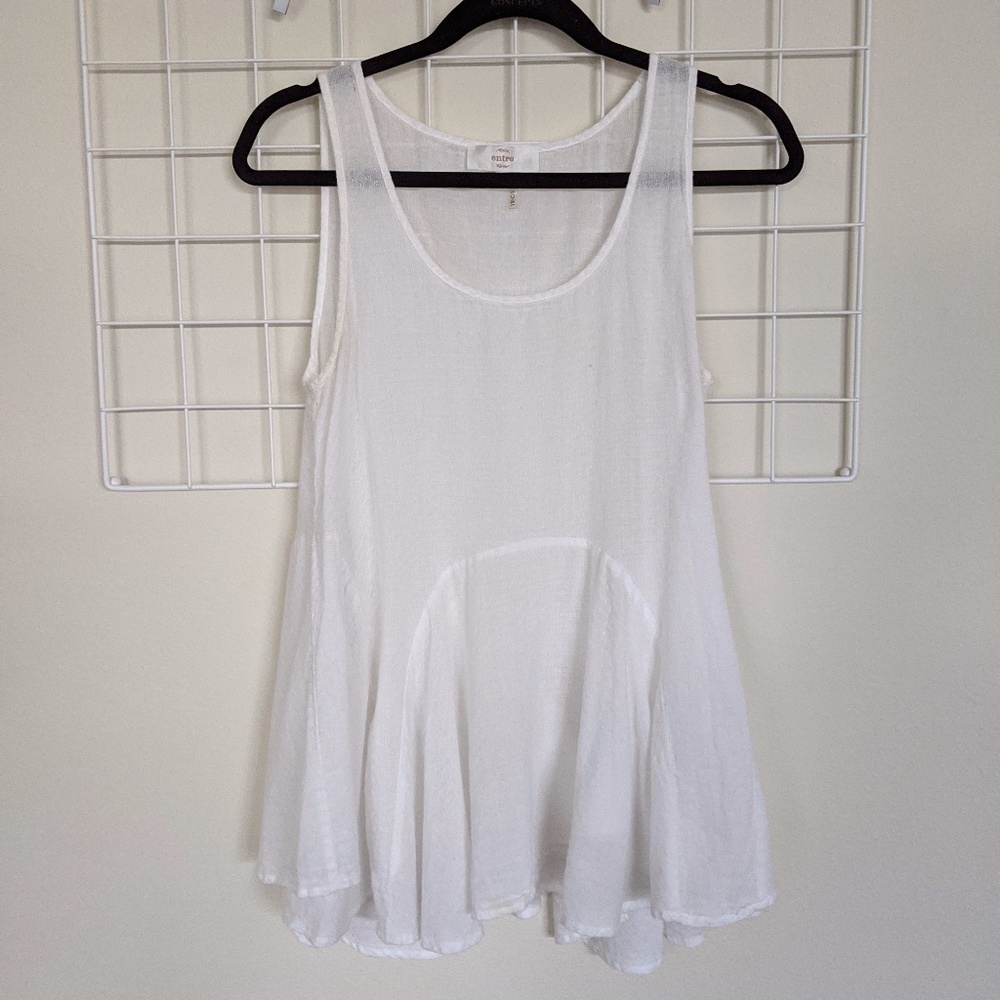 Entro White Baby Doll Tank Top Small